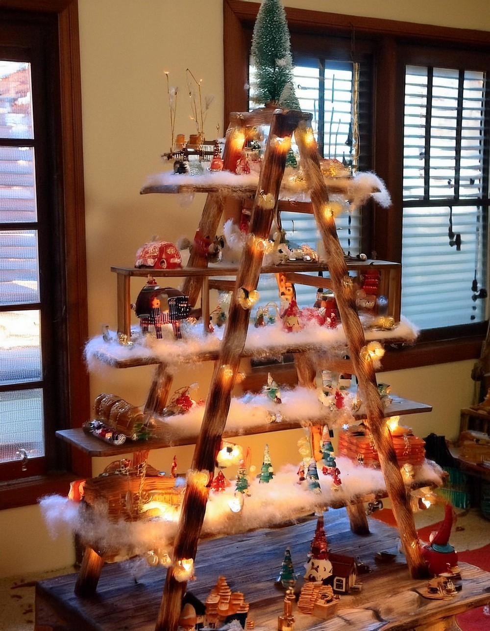 A Rustic Christmas Tree From An Old Ladder