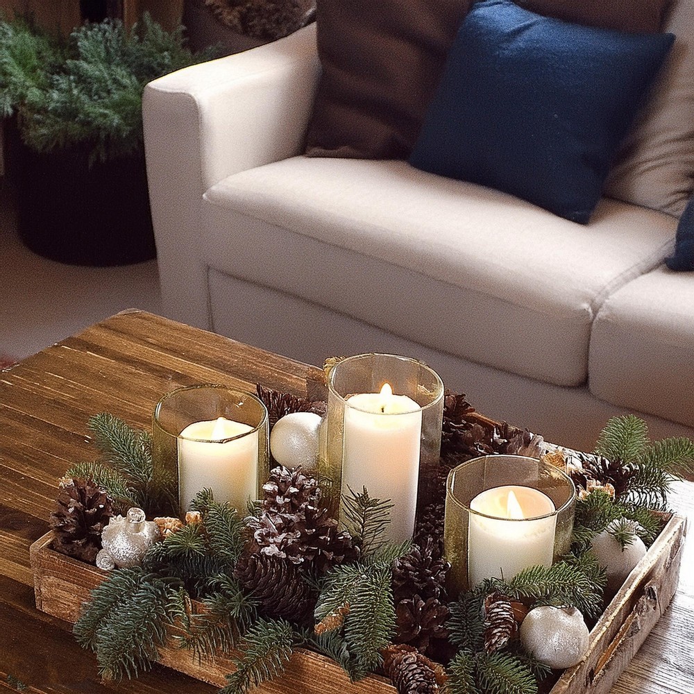 Brighten Your Wooden Tray Centerpiece with Candles