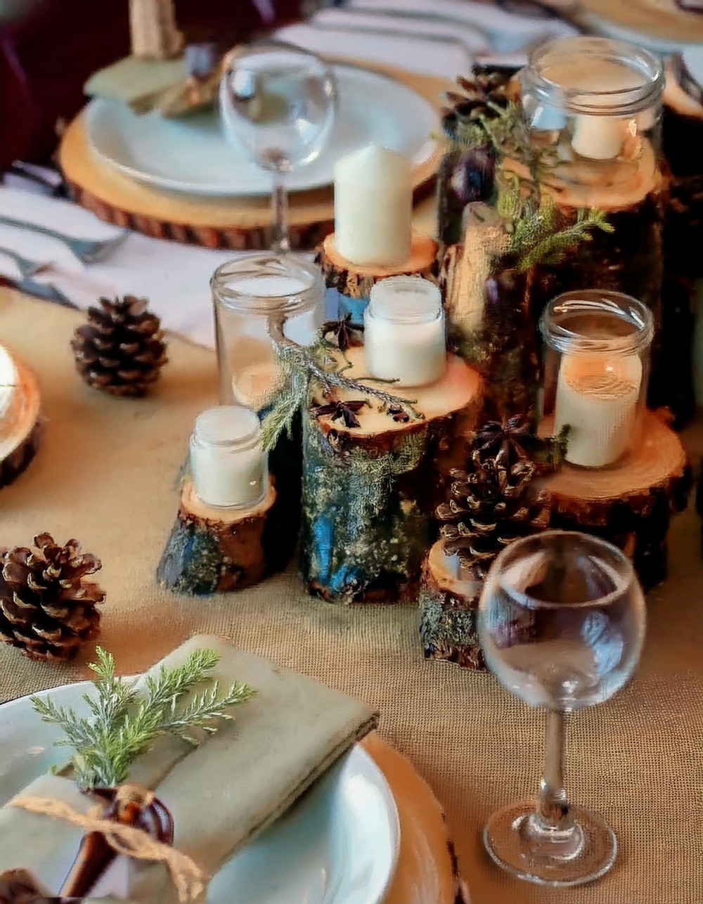 Bring Rustic Elegance with Tree Stumps Candle Holders