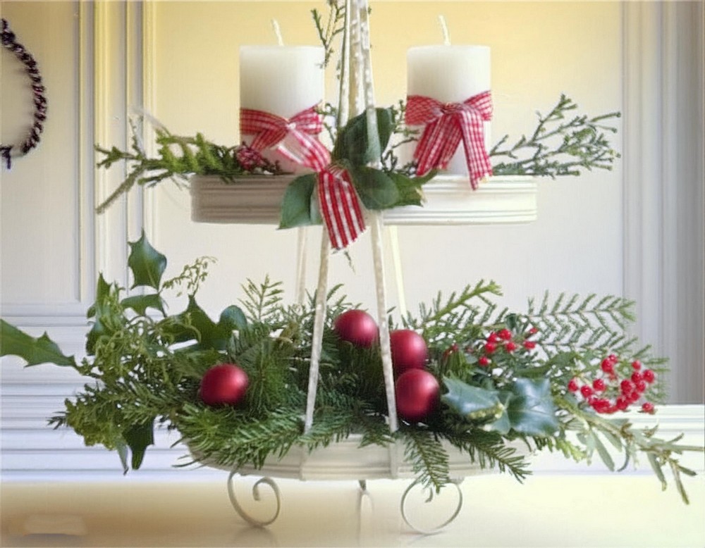 Classic Christmas Décor with Pine Boughs and Holly Leaves