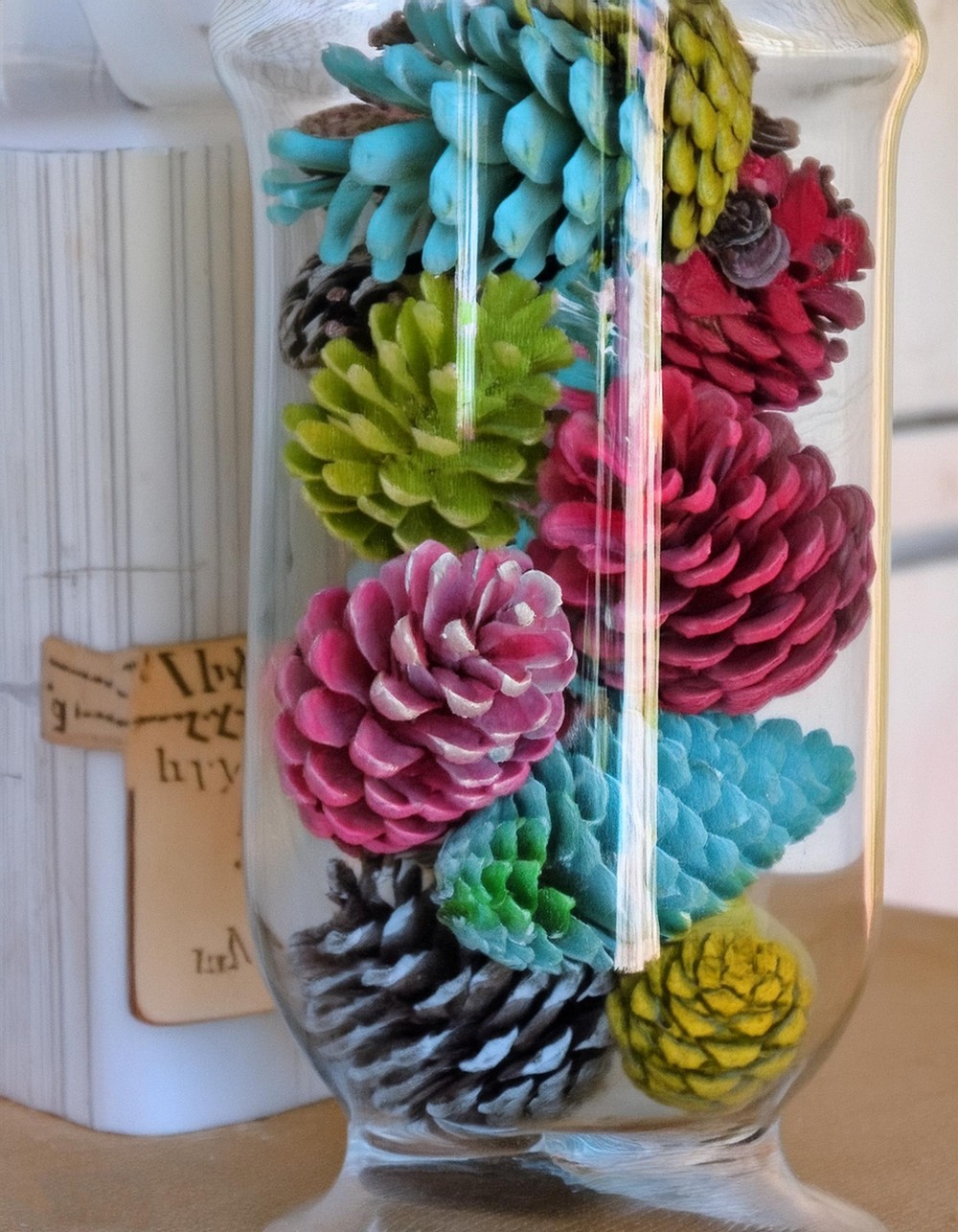 Colorful Painted Pinecone Vase