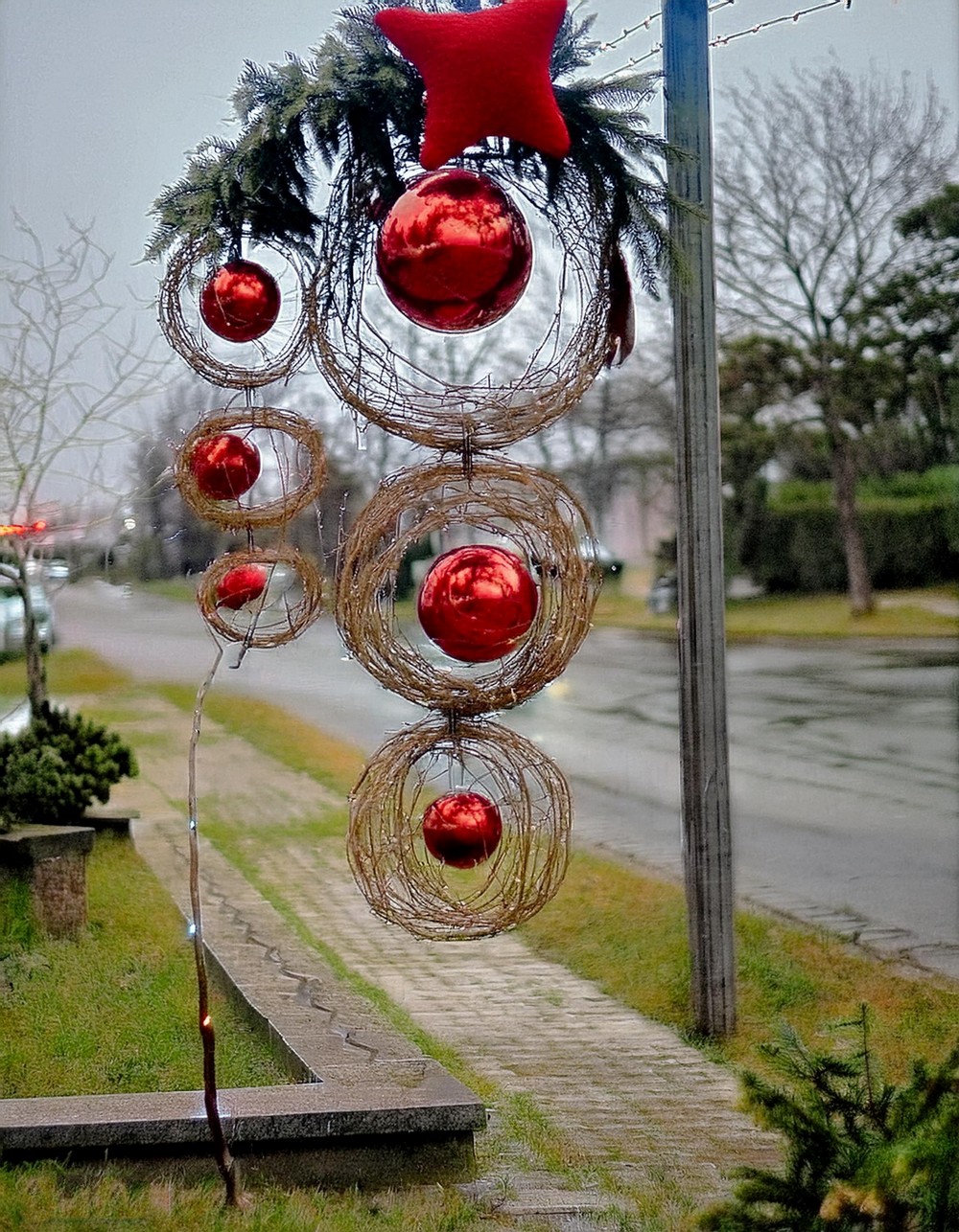 Create a Magical Outdoor Scene with DIY Red Christmas Balls