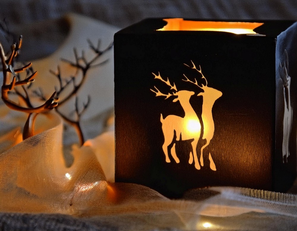 Cutout Reindeer Candle Cube