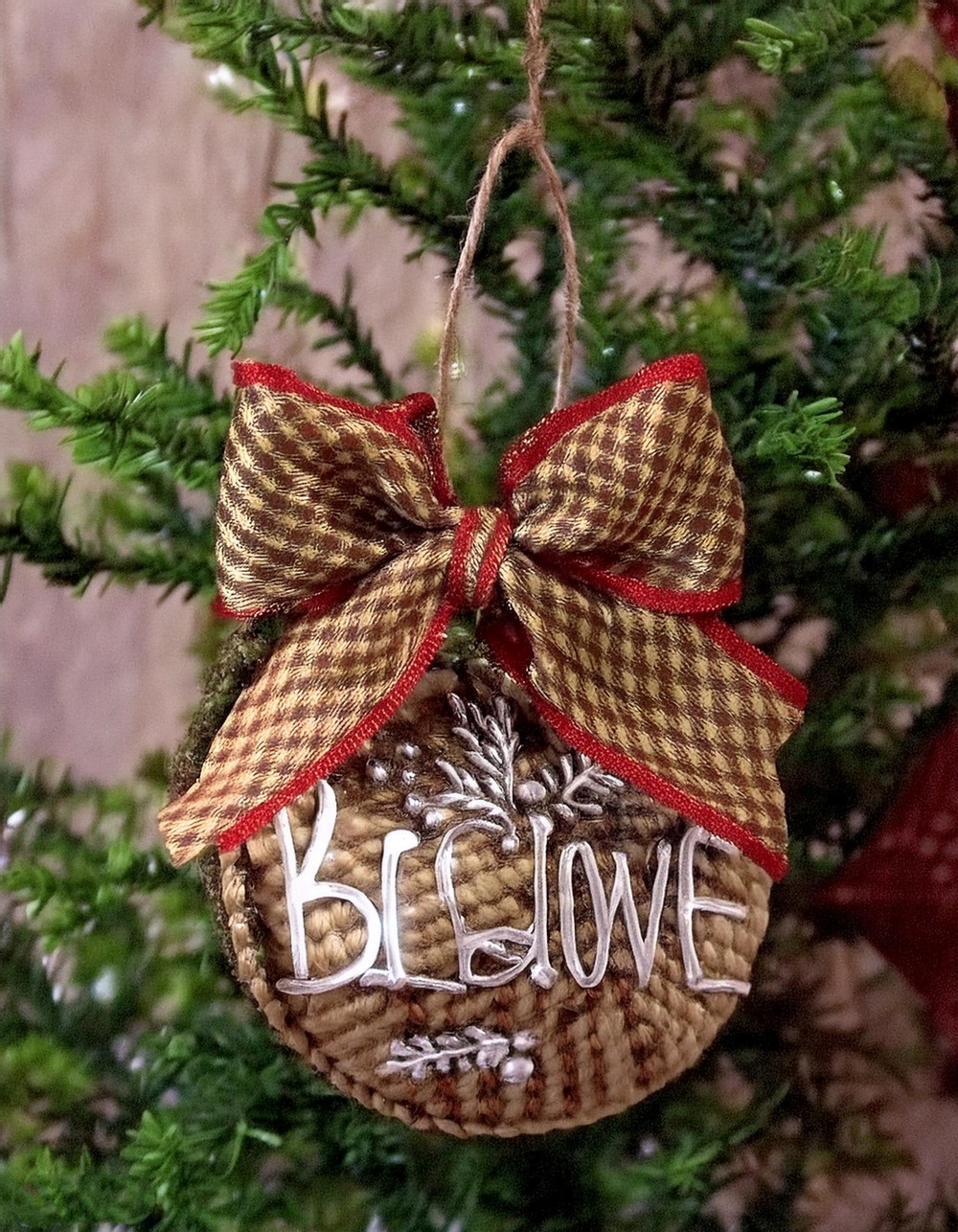 Decorate Clear Ornaments With Burlap