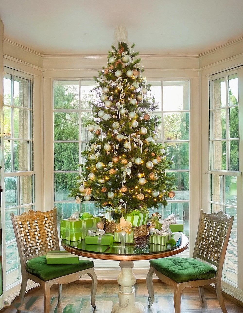 Gold & Green Christmas Tree Decor