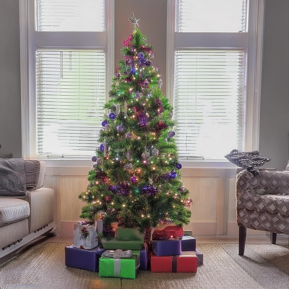 Multicolored Fiber Optic Pre-Lit Tree