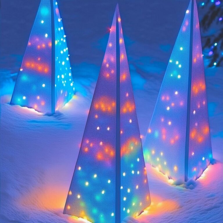 Sparkling Pyramidal Trees for Christmas Porch Decorations