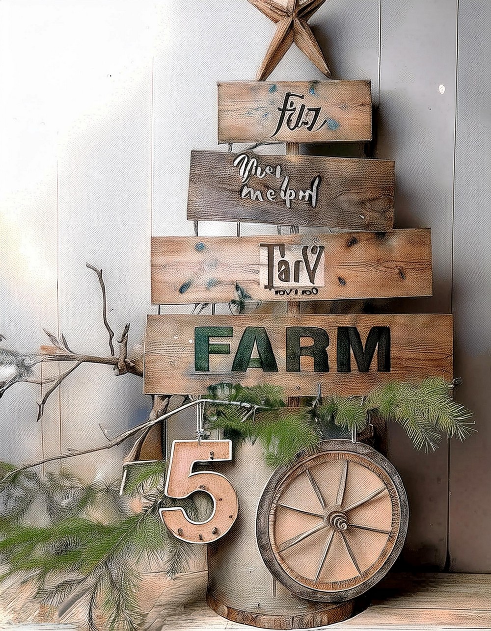 Stenciled Pallet Wood Tree Décor