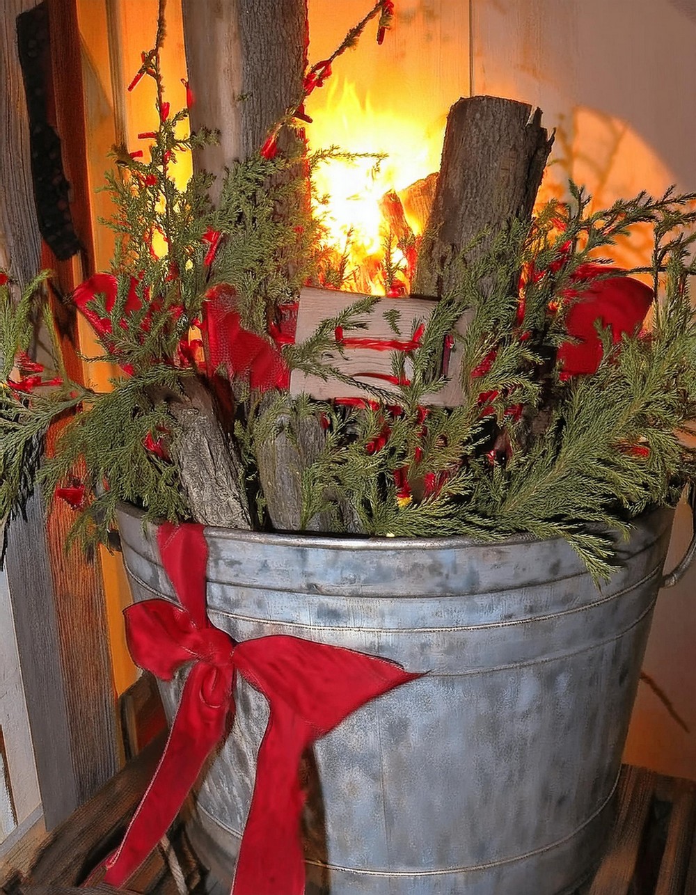 Transform a Washtub Into a Festive Holiday Porch Planter