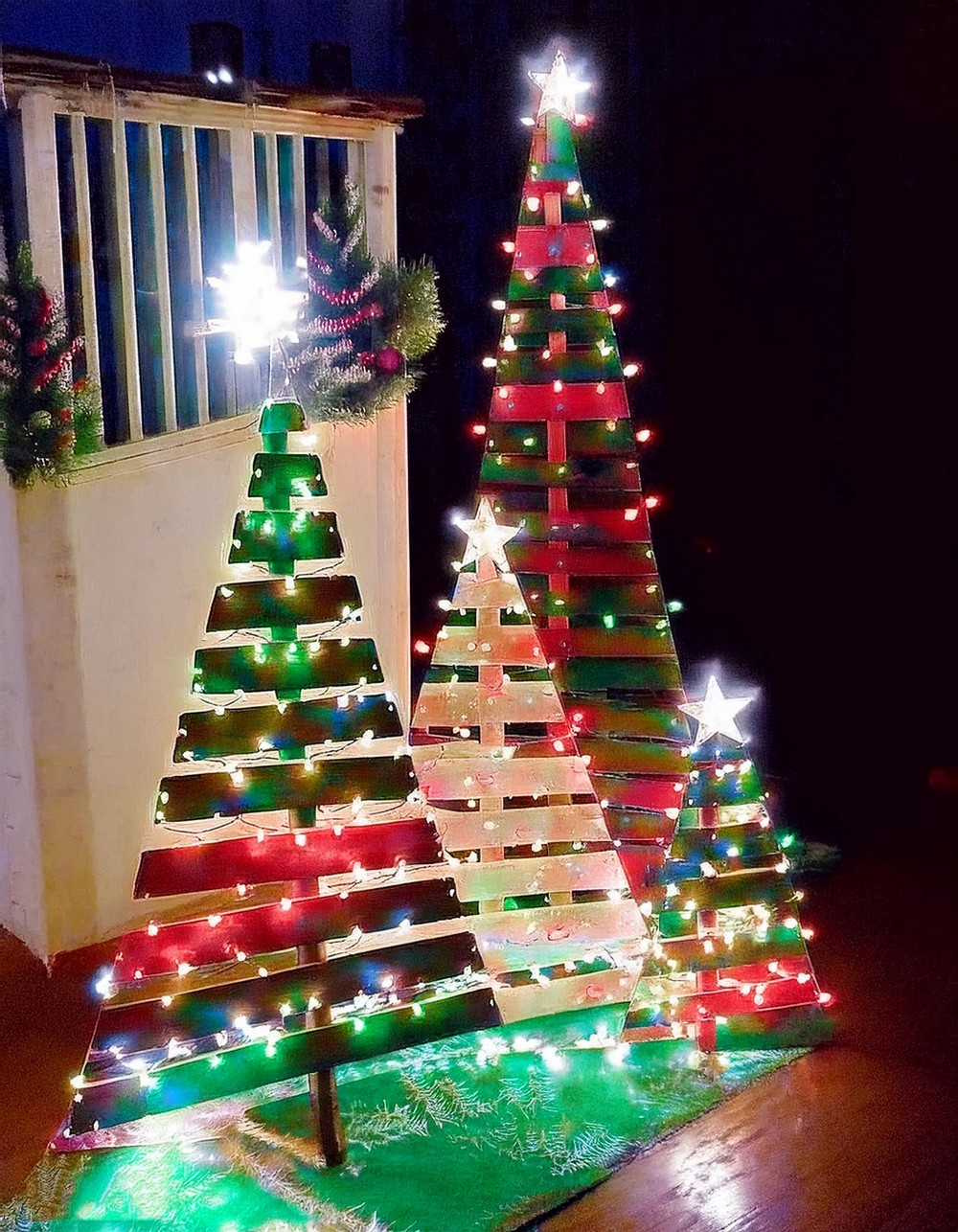 Zero-Cost Pallet Wood Trees with LED Light Feature