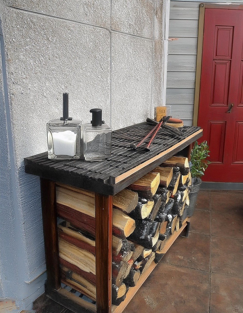 Add Countertop to Firewood Storage Rack