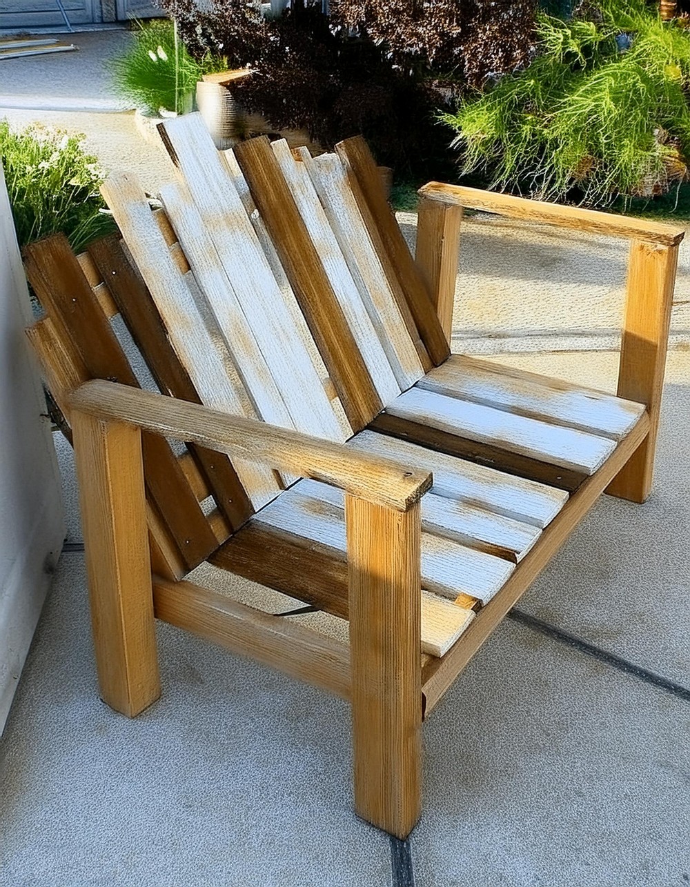 Adirondack Style Striped Bench