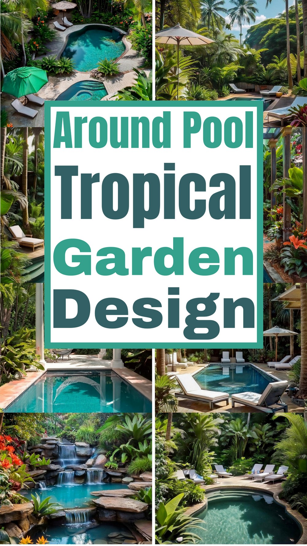 Around Pool Tropical Garden Design Ideas