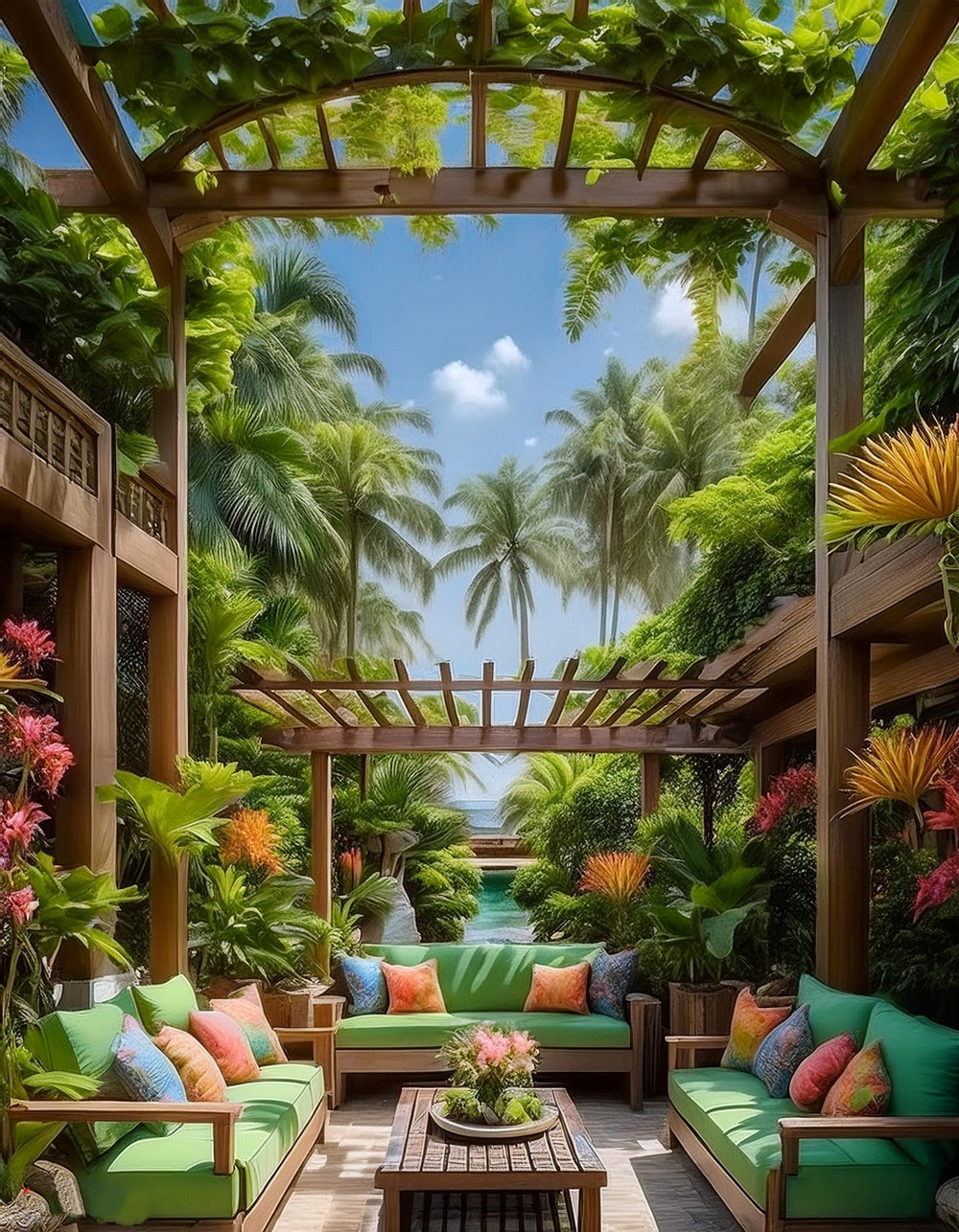 Breezy Pergola Seating Area