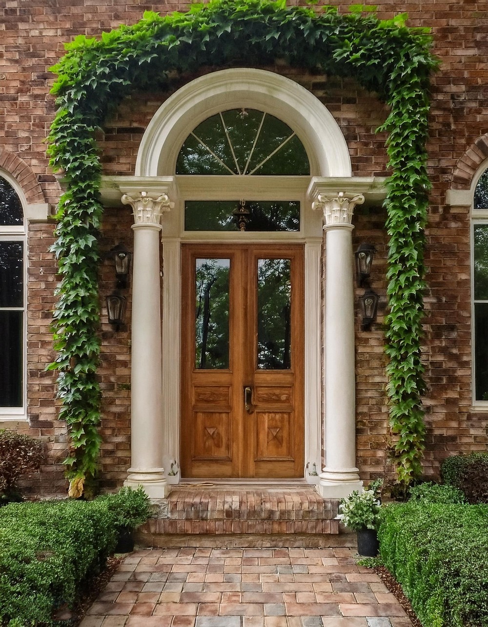 Brick Retaining Wall with Columned Entrance