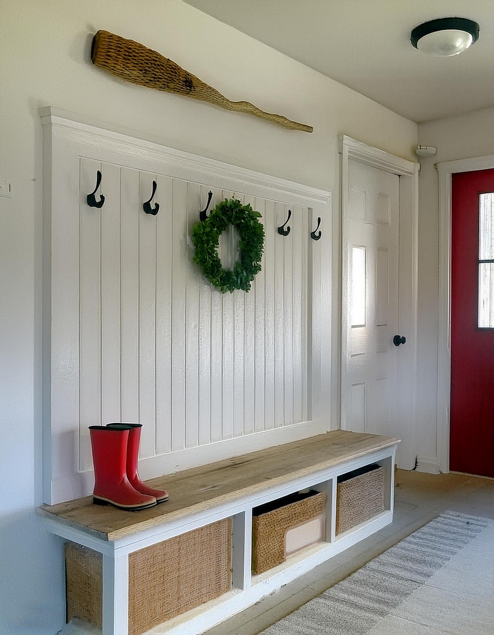 Built-In Wall Panel Bench With Storage