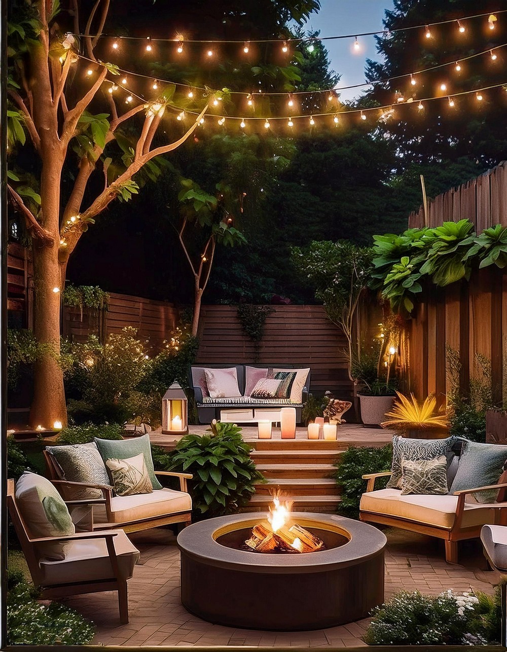 Circular Fire Pit with Built-In Seating