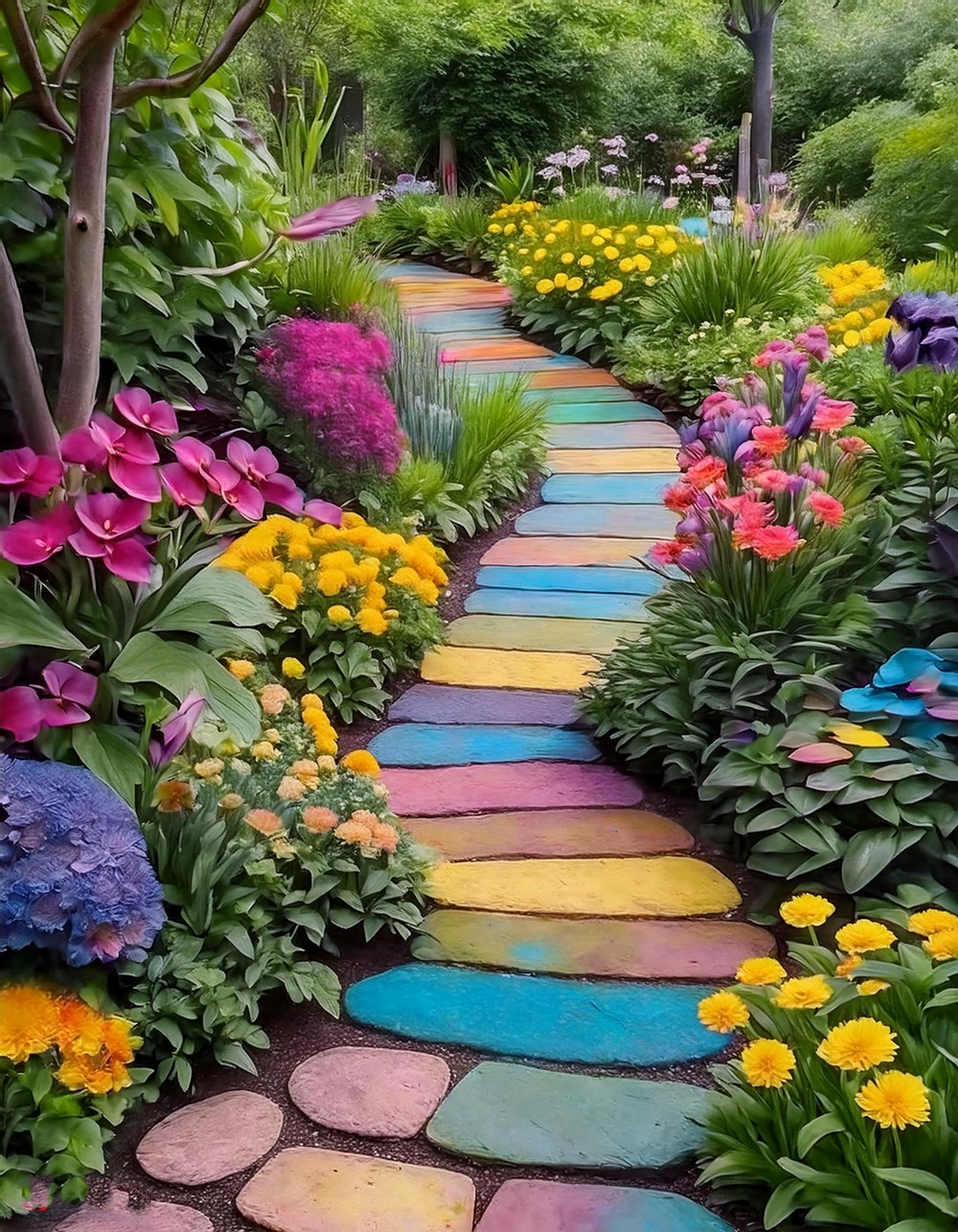 Colorful Patterned Rocks for Pathways