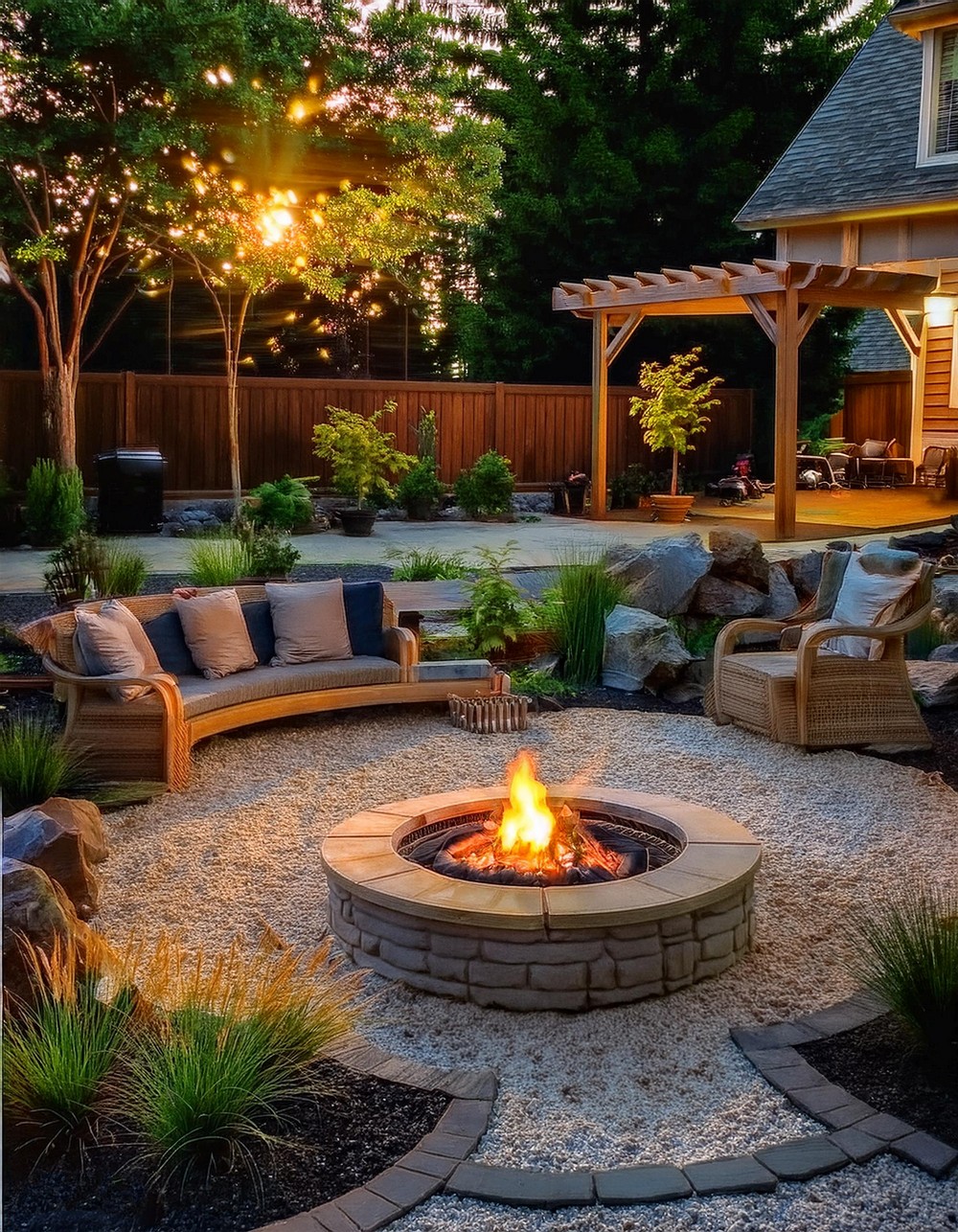 Construct a Pebble Fire Pit Area