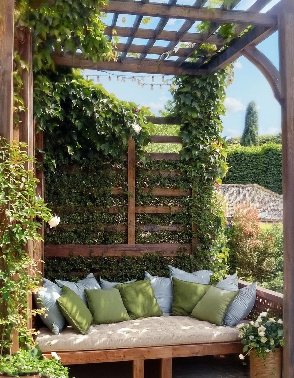 Corner Pergola with Built-In Seating