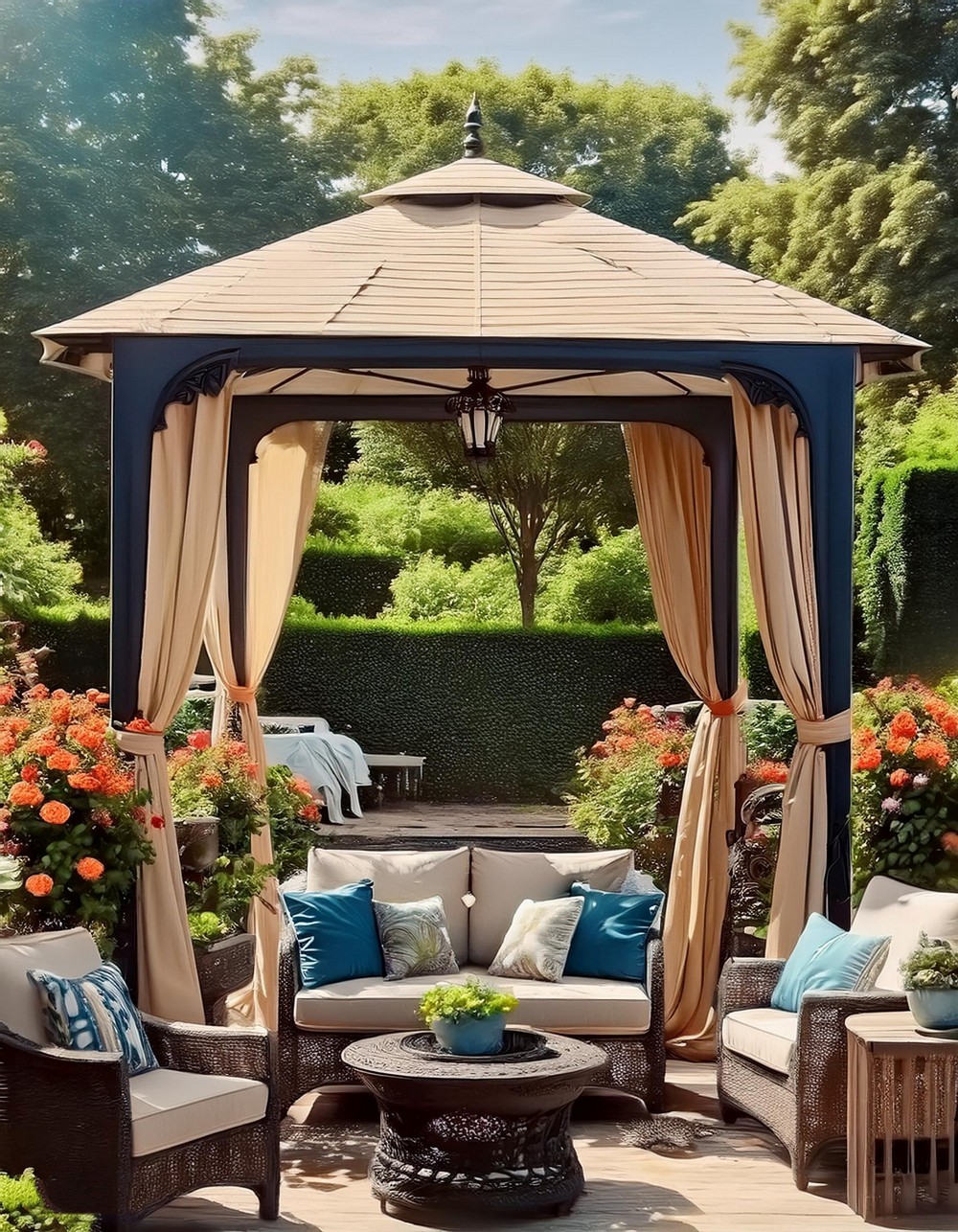 Customizable Gazebo with Fabric Top