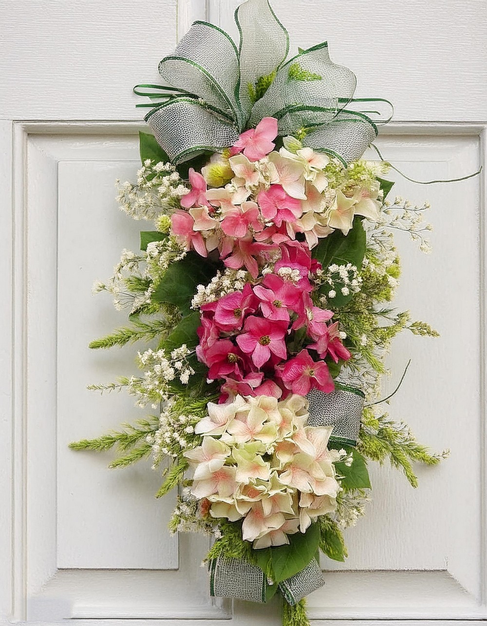 Decorative Hydrangea Wreath with Garland Arrangement