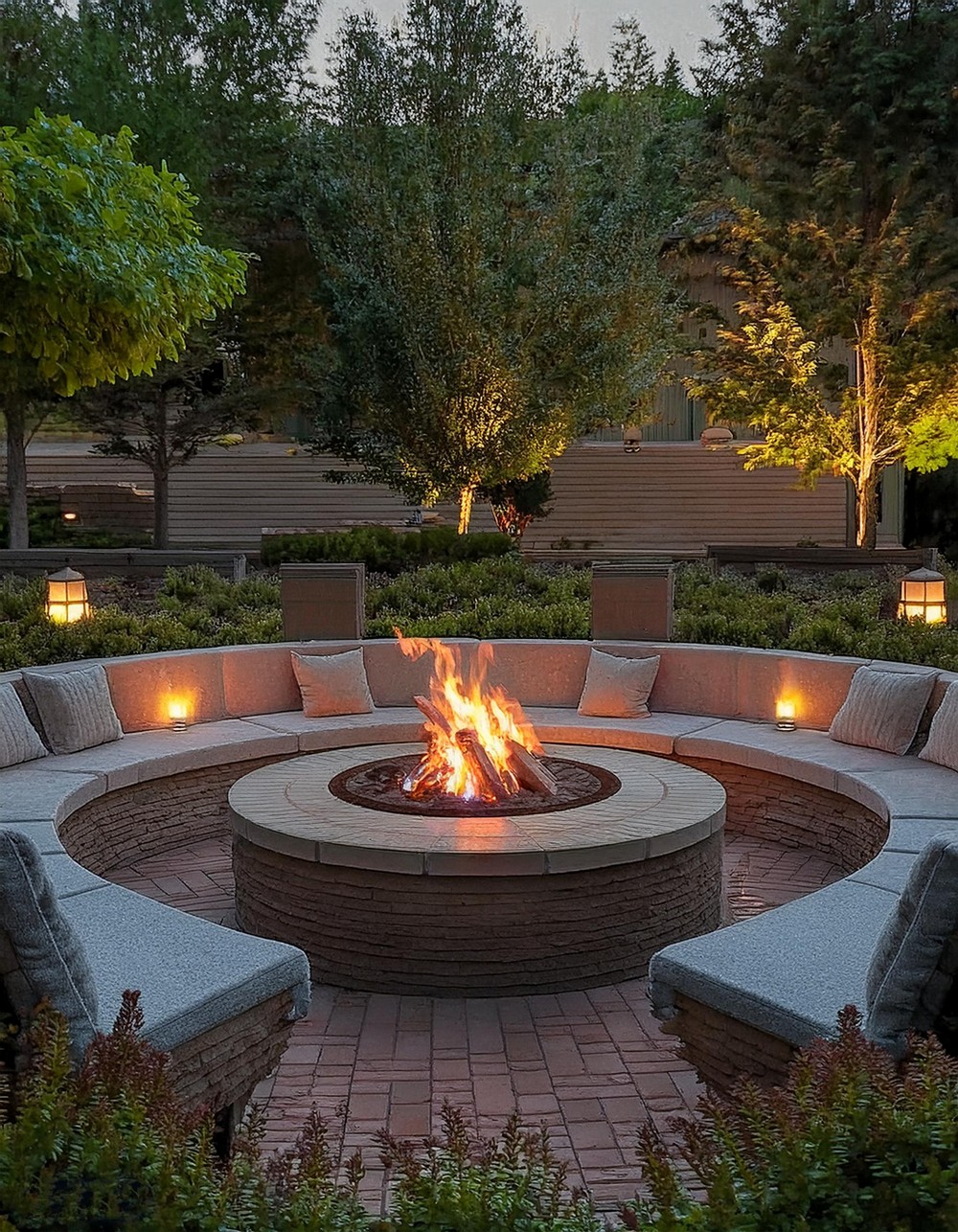 Fire Pit Circle with Built-In Seating