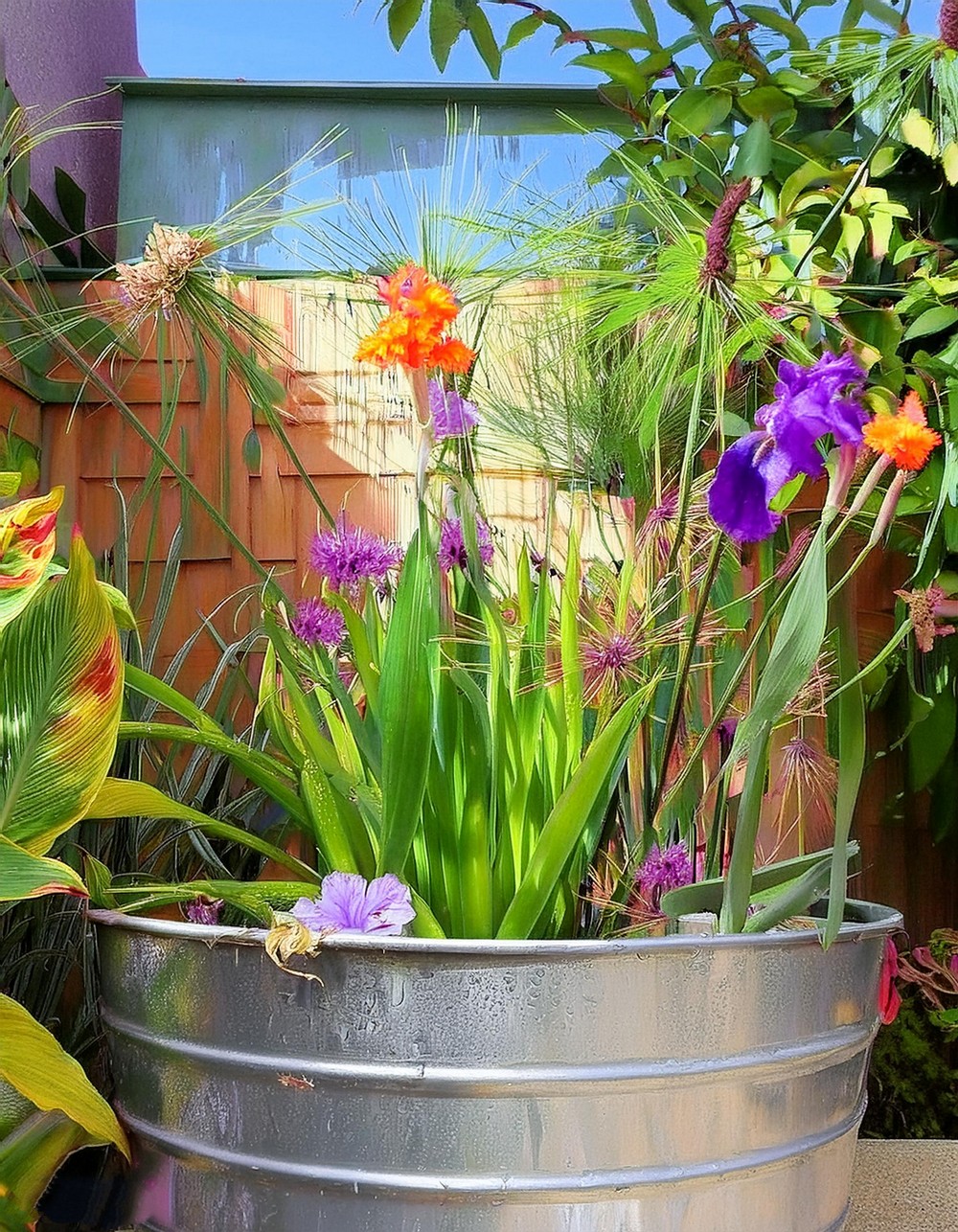 Flower Bucket Solar Fountain