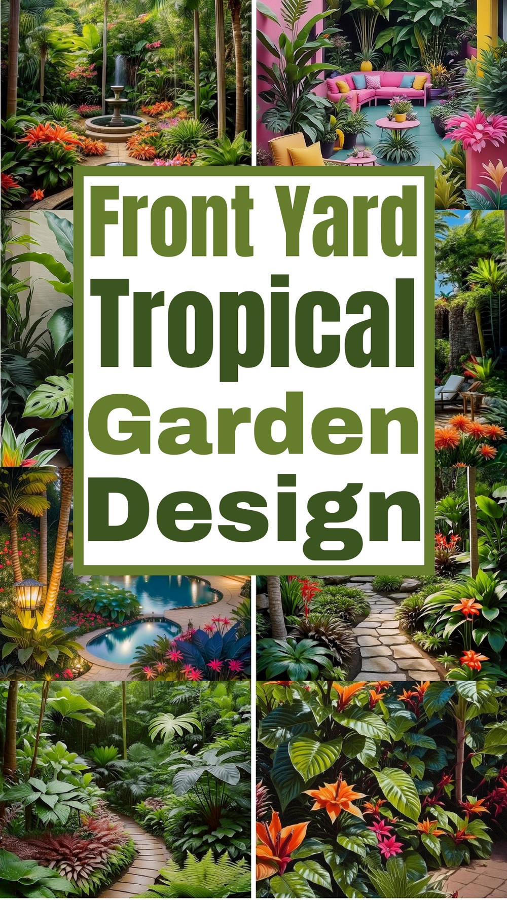 Front Yard Tropical Garden Design Ideas