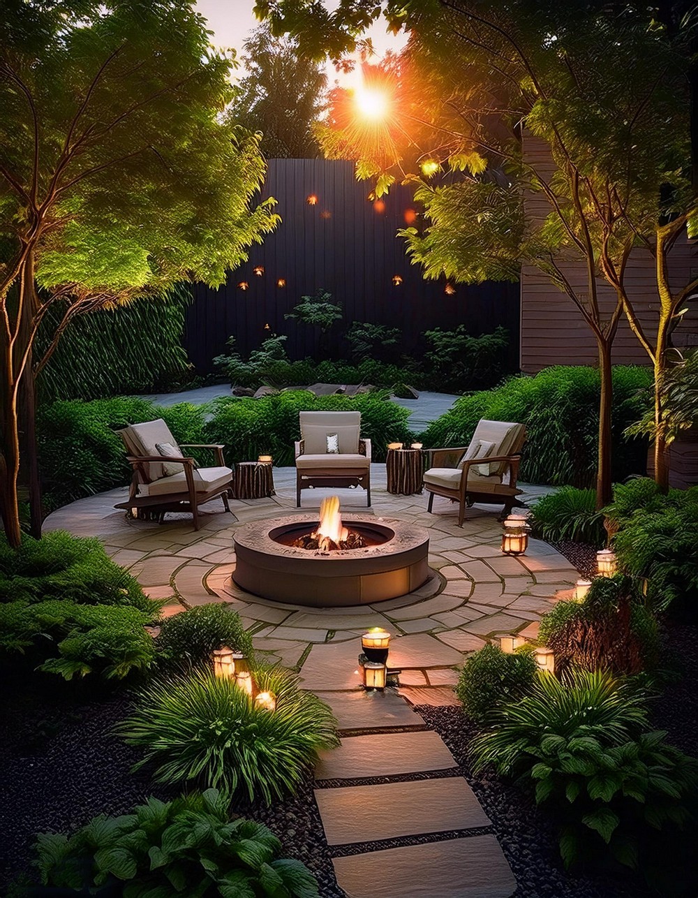 Garden Oasis with Small Fire Pit