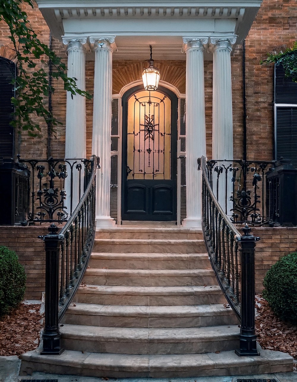 Grand Entrance with Wrought Iron Railing