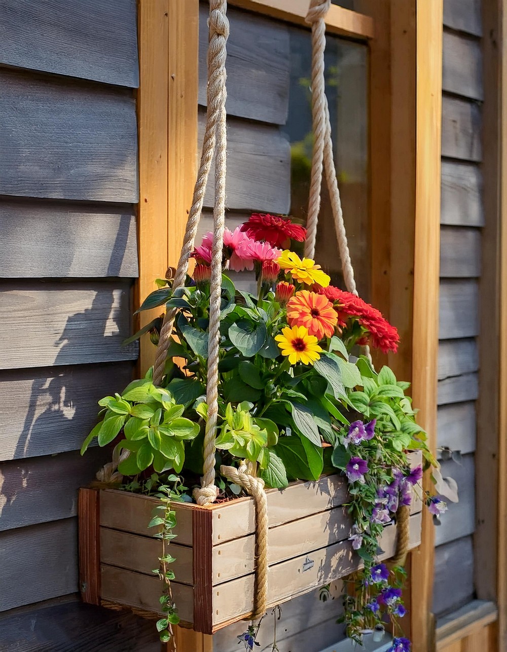 Hanging Planter Box with Rope Handles