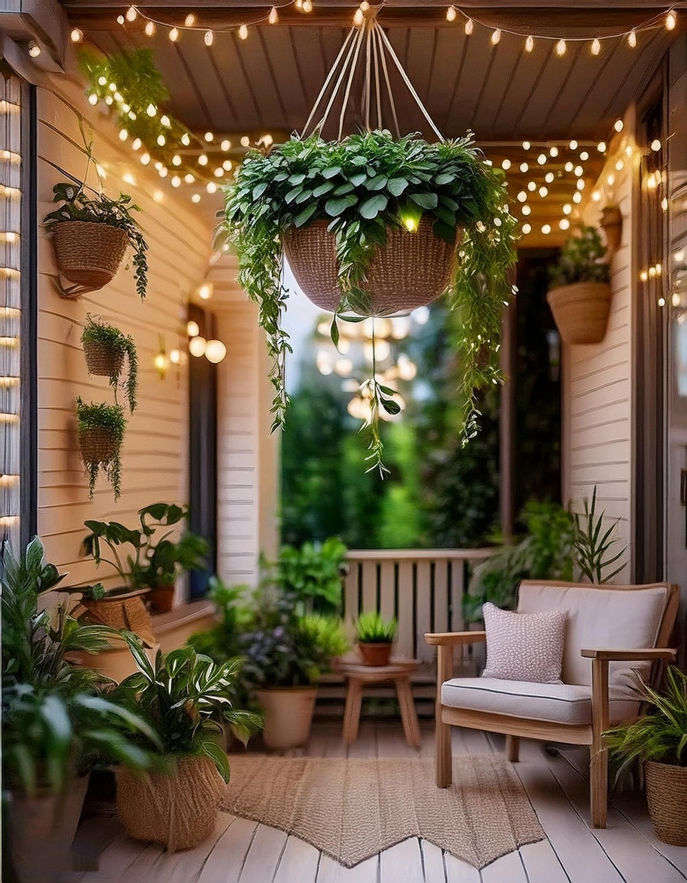 Hanging Planters with Fairy Lights