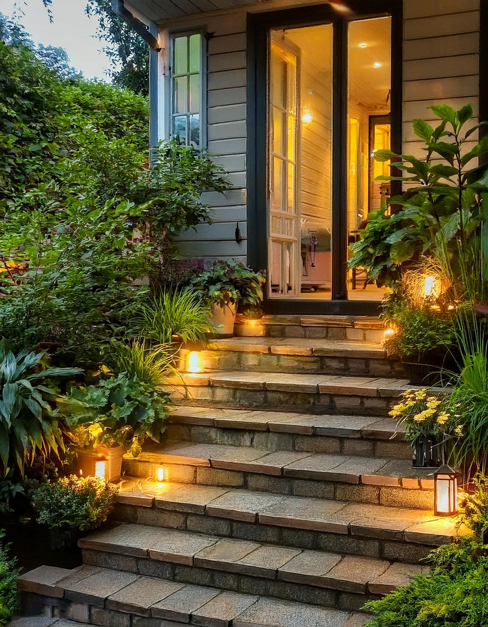 Illuminated Steps with Solar Lighting