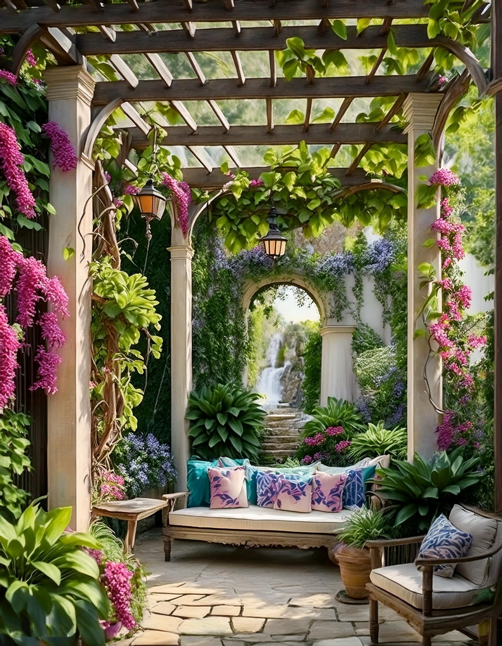 Incorporate a Pergola with Vines and Climbing Plants