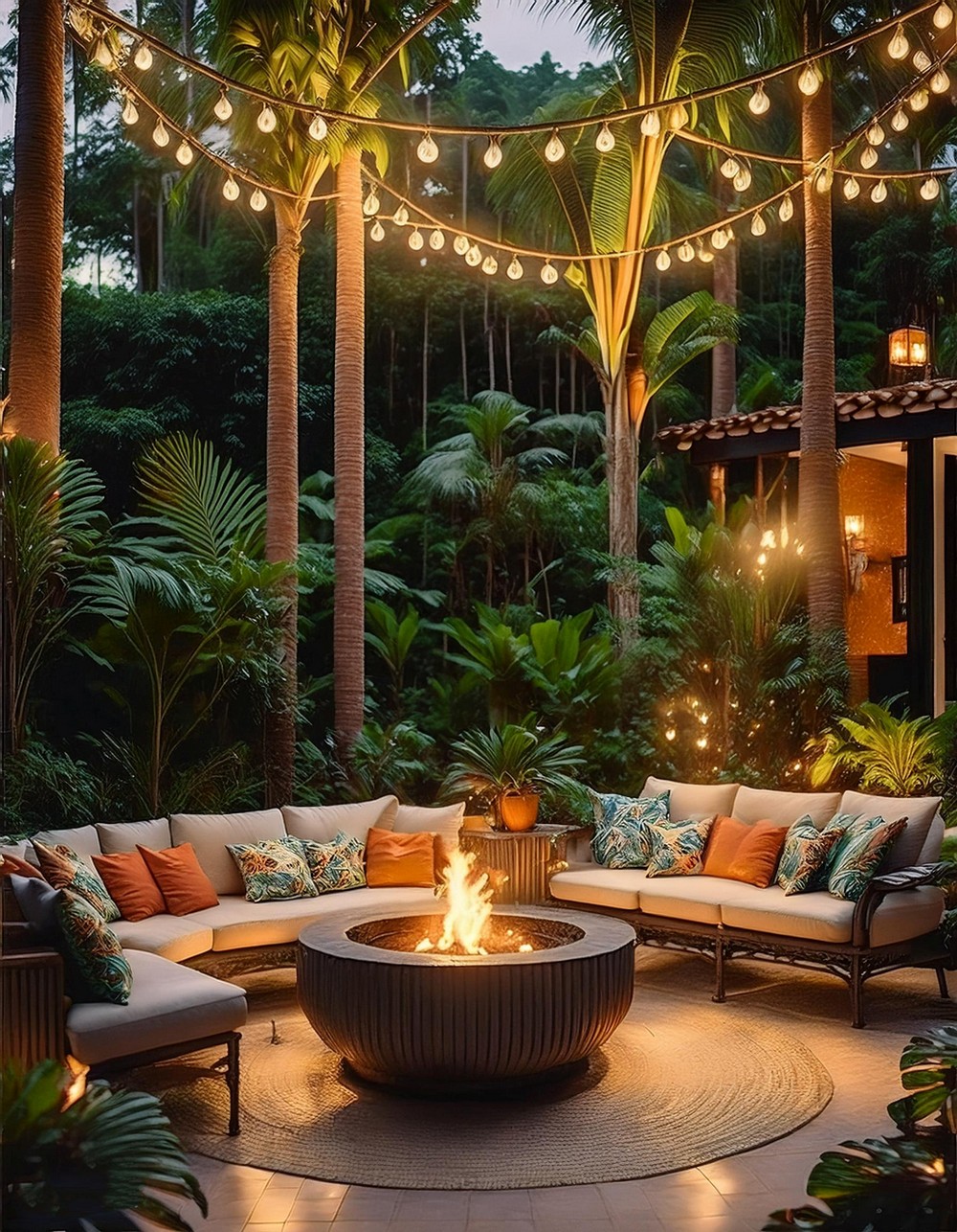 Incorporate a Tropical-Themed Fire Pit