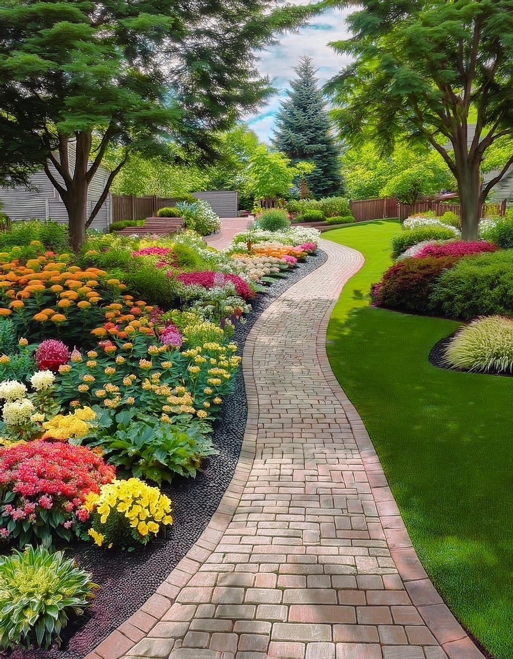 Interlocking Paver Retaining Wall with Built-in Planters