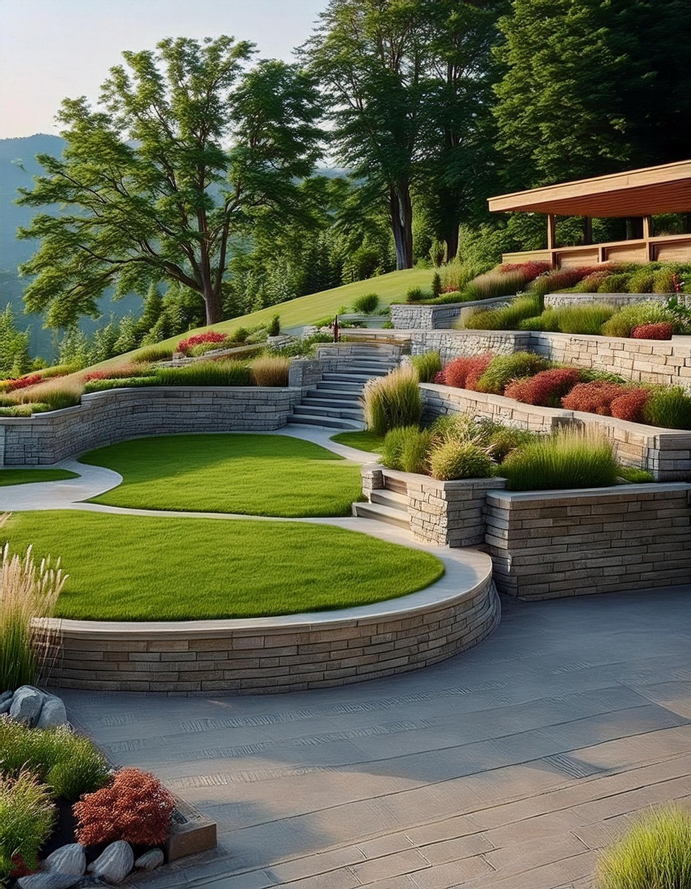 L-Shaped Retaining Walls for Hillside Landscaping