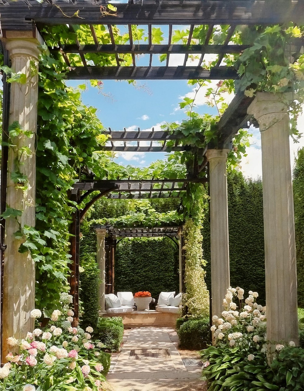 Lattice-Topped Pergola with Vines