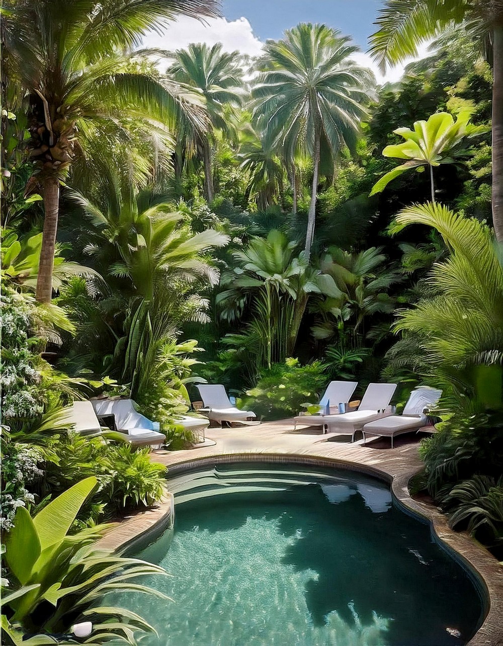 Lush Green Border Around Pool