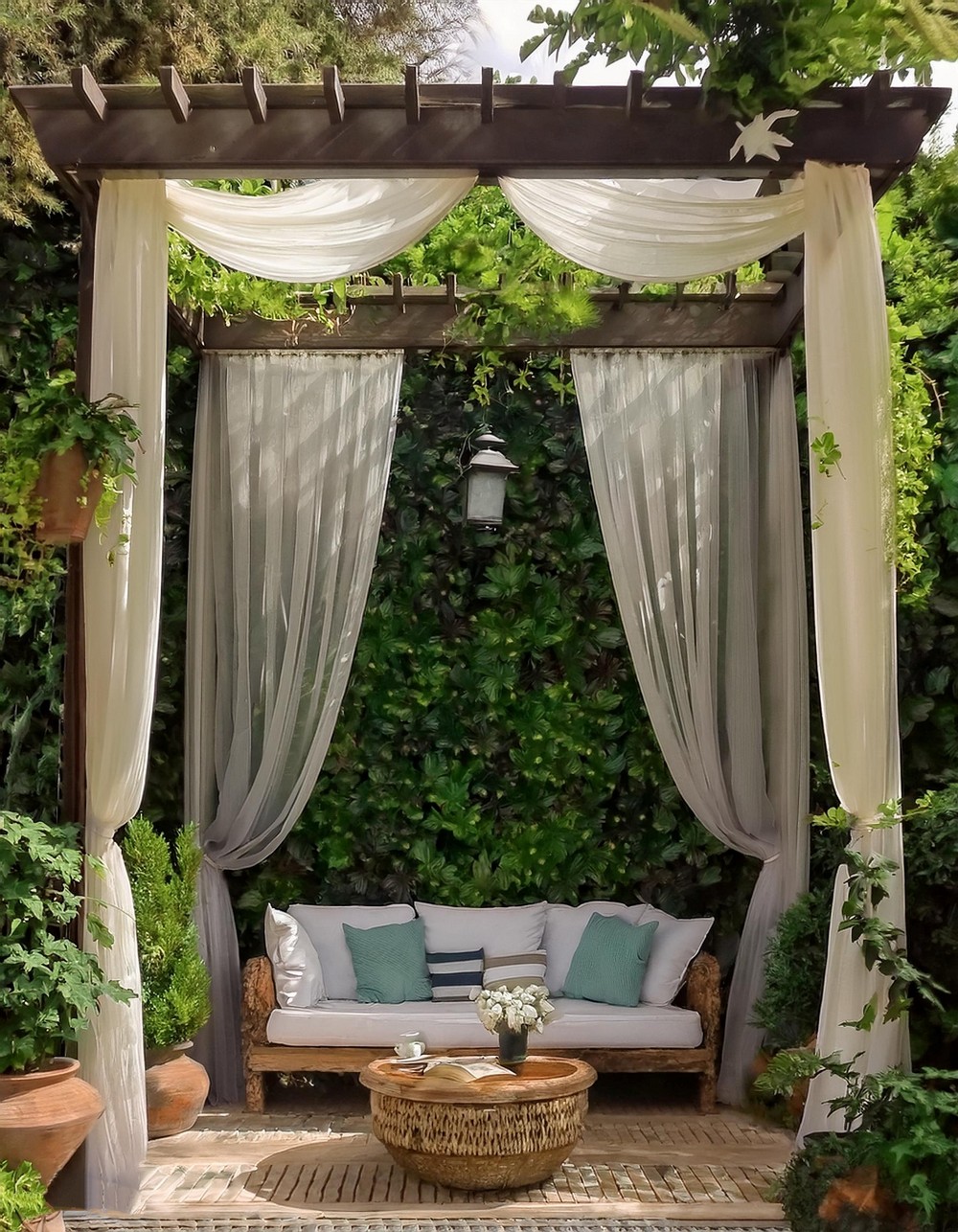 Open-Air Pergola with Curtains