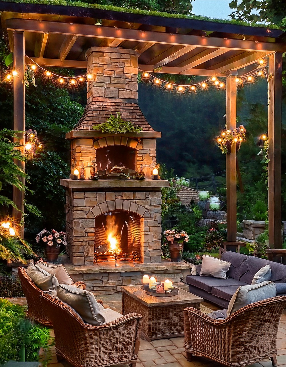 Outdoor Living Room with Fireplace