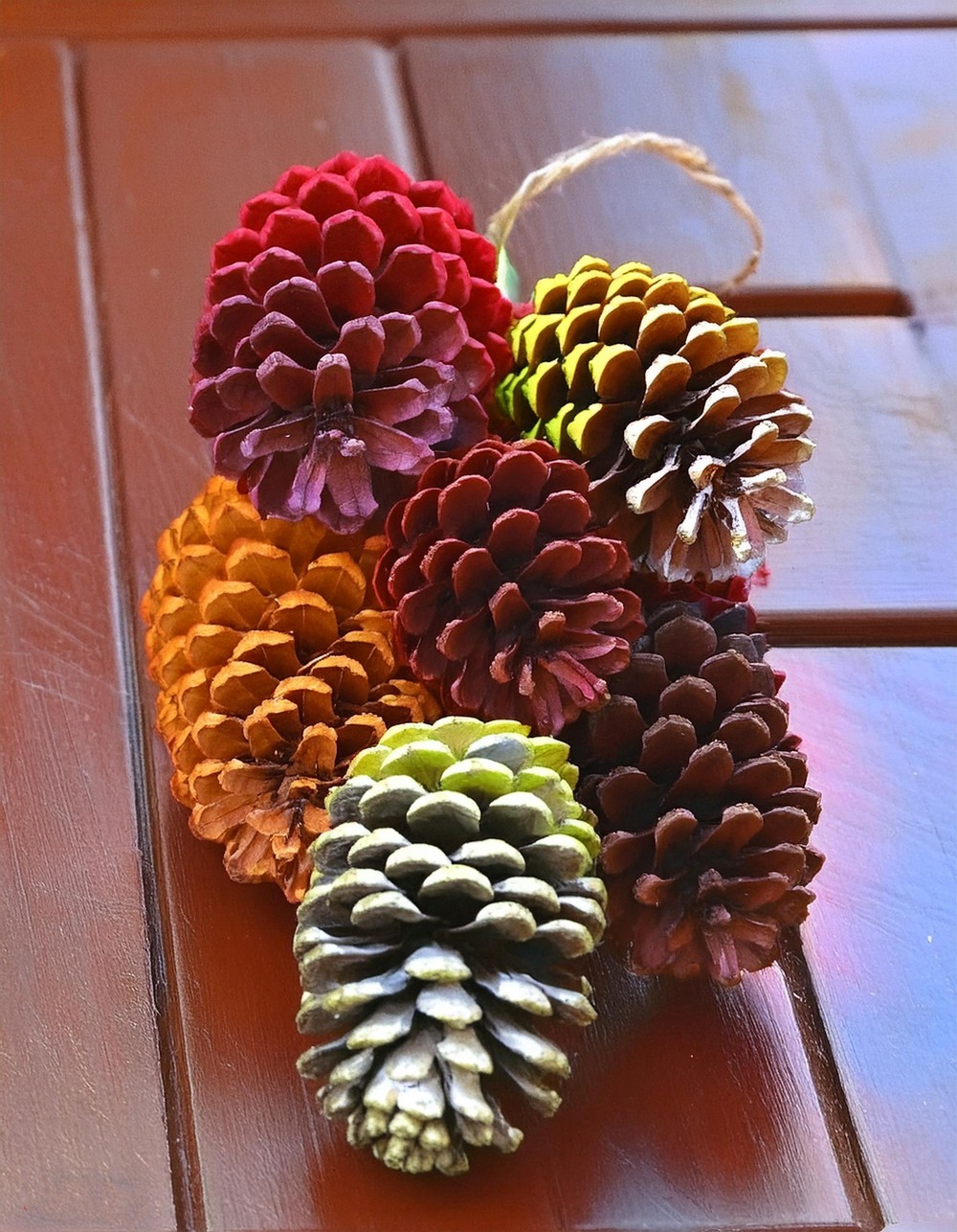 Painted Pinecones In The Colors Of Fall