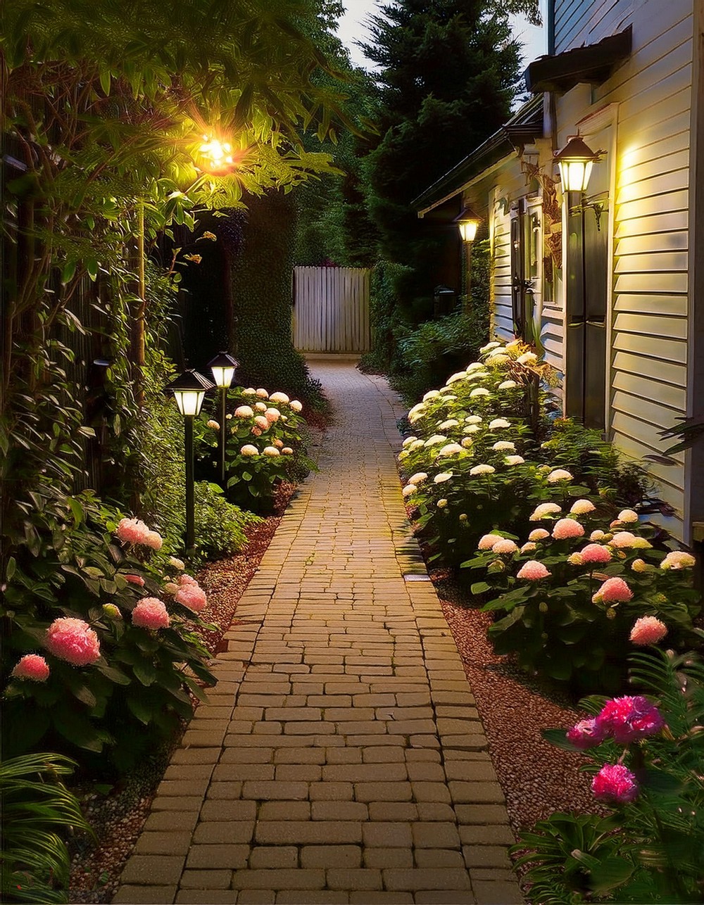 Paved Pathway with Solar Lights