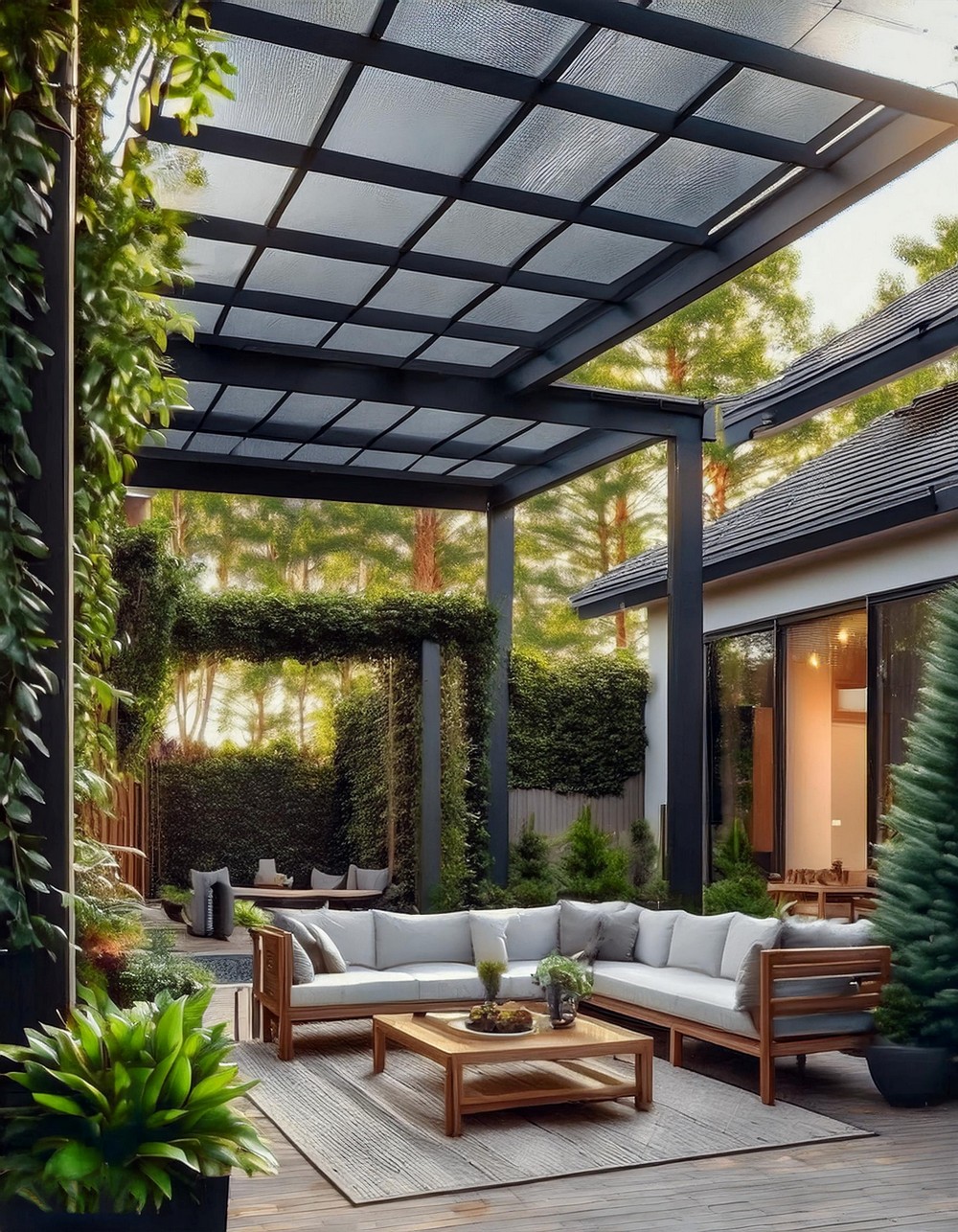 Pergola with Solar Screens for Energy Efficiency