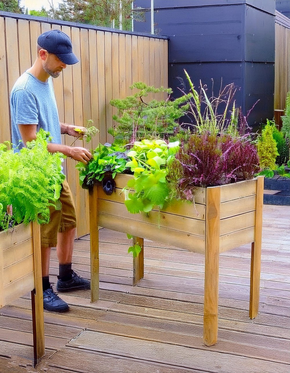 Portable Raised Wood Garden Planter