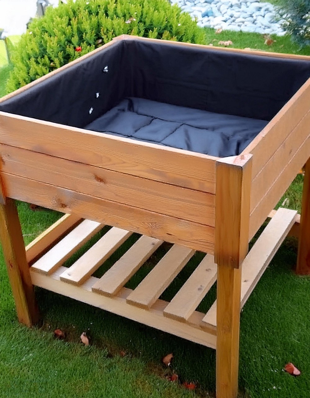 Raised Planter Box With Shelf