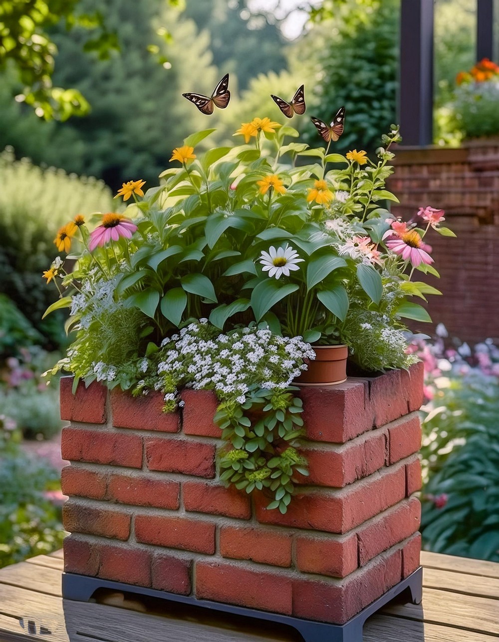 Recycled Brick Planter Box with Green Roof