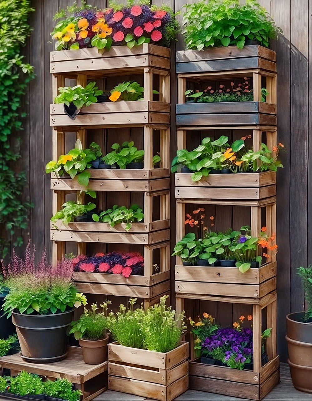 Repurposed Wooden Crates as Planters