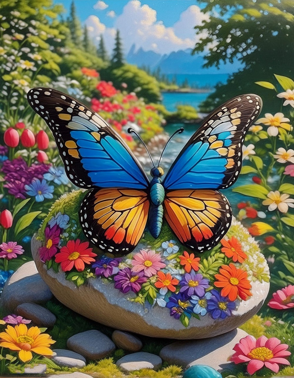 Rock Butterfly Garden Decor